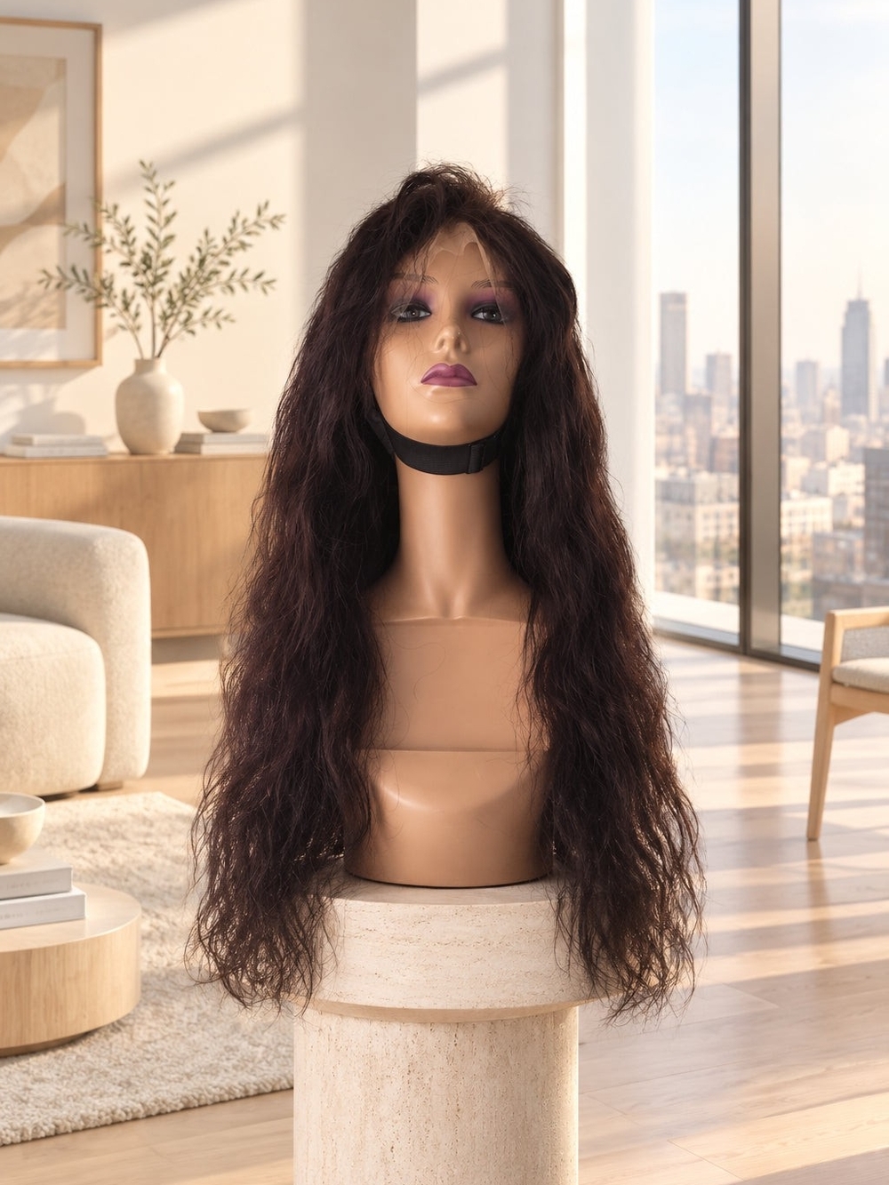 Natural Long Wavy Women’s Wig - Dark Brown